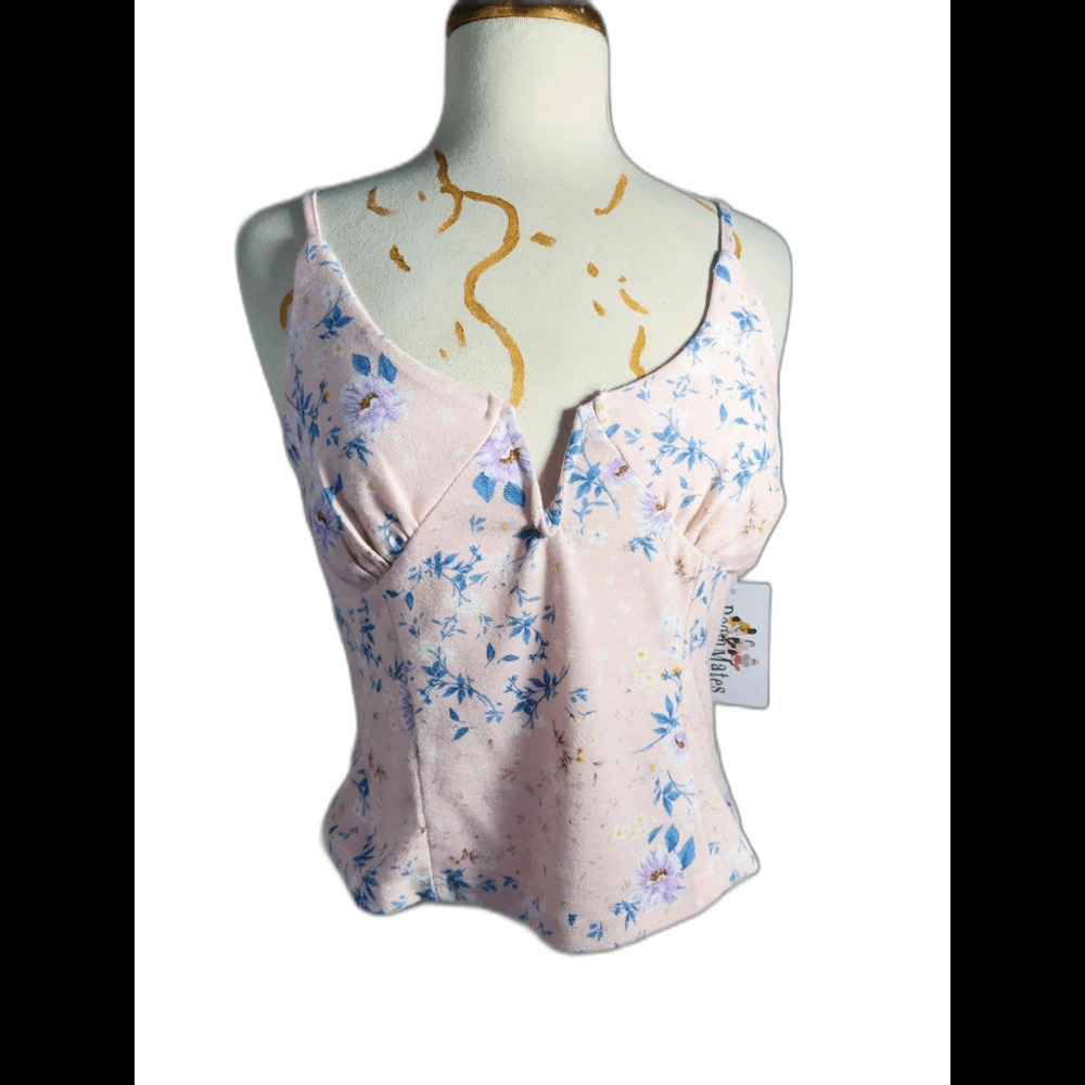 Roommates Crop Top Size L Y2k Pink Floral Coquette Boho Chic Maximalist